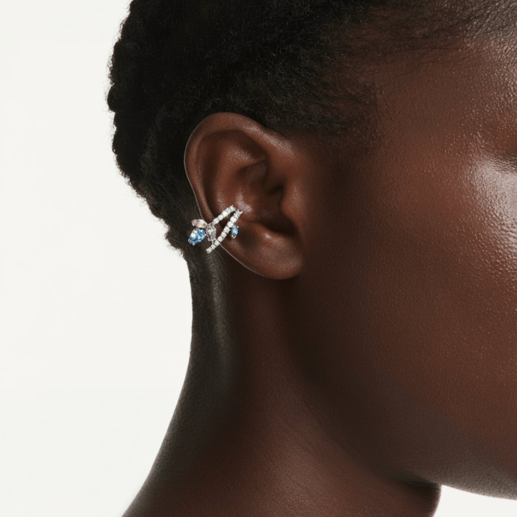 Ariana Grande x Swarovski ear cuffs, Mixed cuts, Multicolored, Rhodium plated -Swarovski