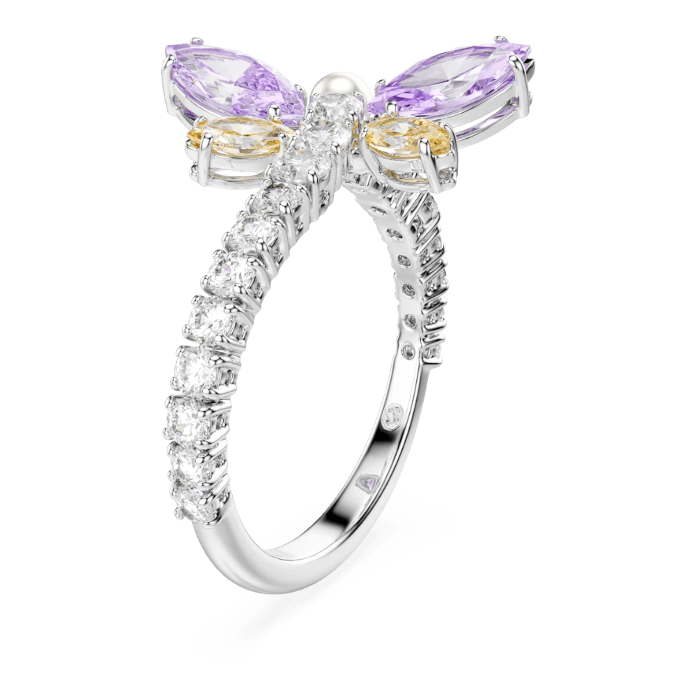 Ariana Grande x Swarovski motif ring, Mixed cuts, Dragonfly, Multicolored, Rhodium plated -Swarovski