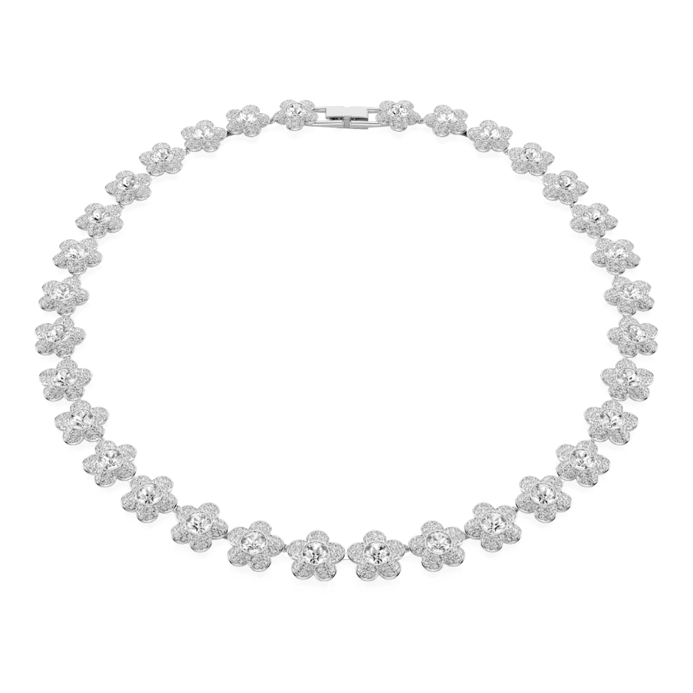 Ariana Grande x Swarovski Necklace, Round cut, Flower, White, Rhodium Plated -Swarovski