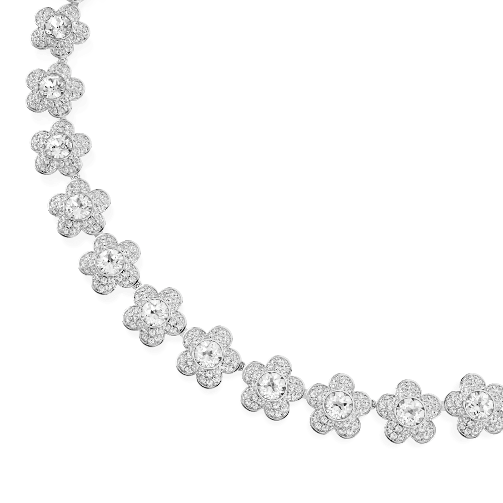 Ariana Grande x Swarovski Necklace, Round cut, Flower, White, Rhodium Plated -Swarovski
