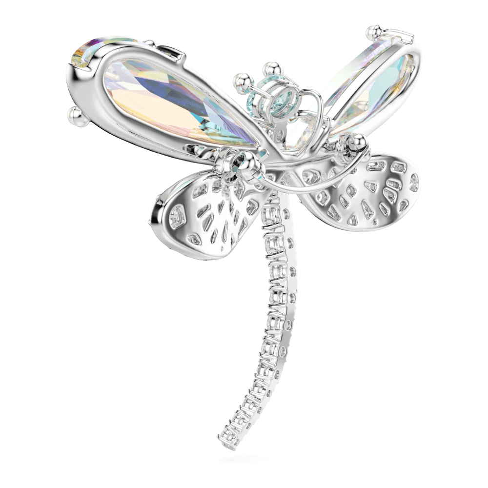 Ariana Grande x Swarovski pendant and brooch, Mixed cuts, Dragonfly, Green, Rhodium plated -Swarovski