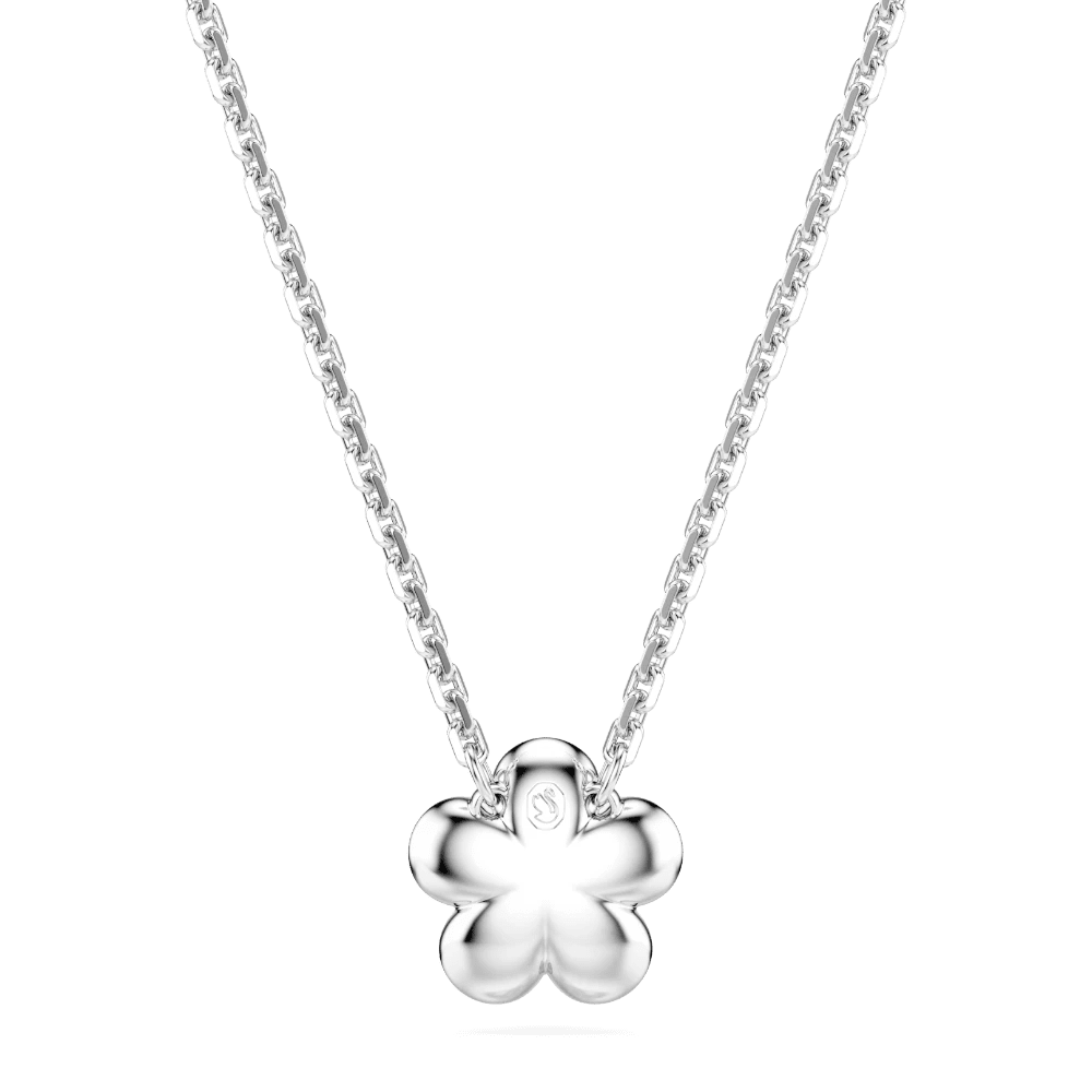 Ariana Grande x Swarovski pendant Crystal Pearl, Round cut, Flower, White, Rhodium plated -Swarovski