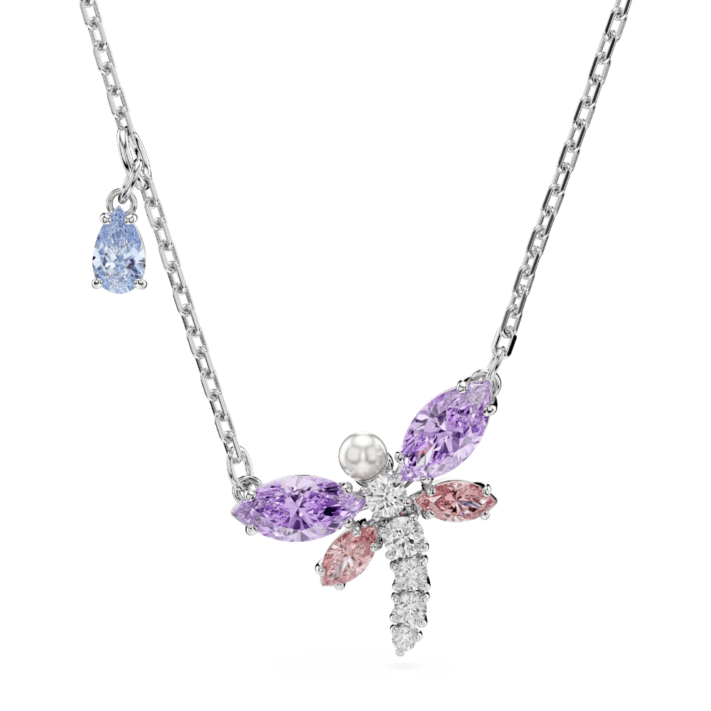 Ariana Grande x Swarovski pendant, Mixed cuts, Dragonfly, Multicolored, Rhodium plated -Swarovski