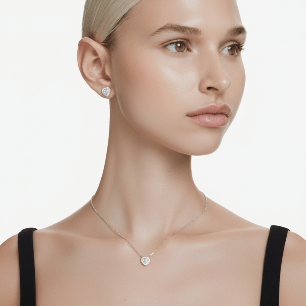 Ariana Grande x Swarovski Set, Mixed Cuts, Heart, White, Rhodium Plated -Swarovski