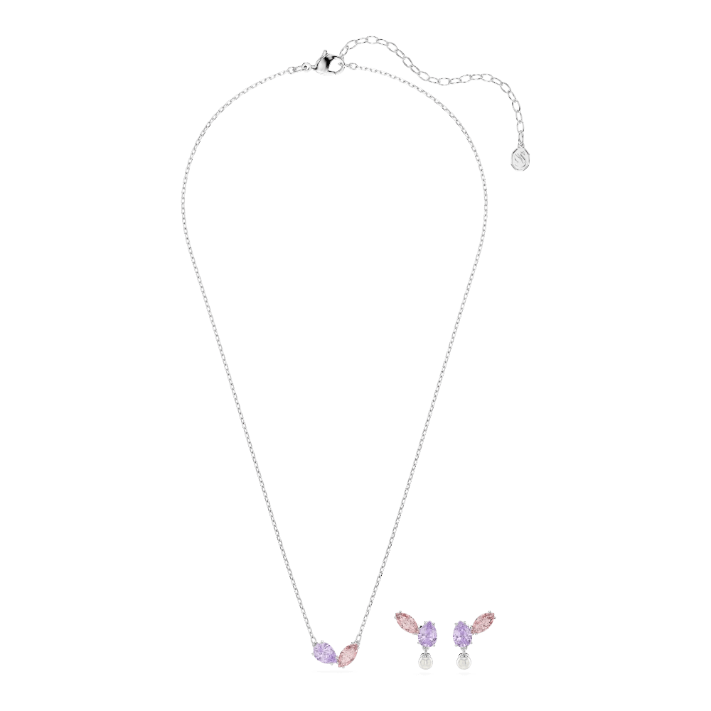 Ariana Grande x Swarovski set, Mixed cuts, Multicolored, Rhodium plated -Swarovski