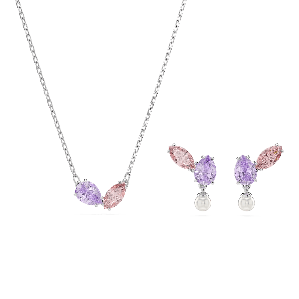 Ariana Grande x Swarovski set, Mixed cuts, Multicolored, Rhodium plated -Swarovski