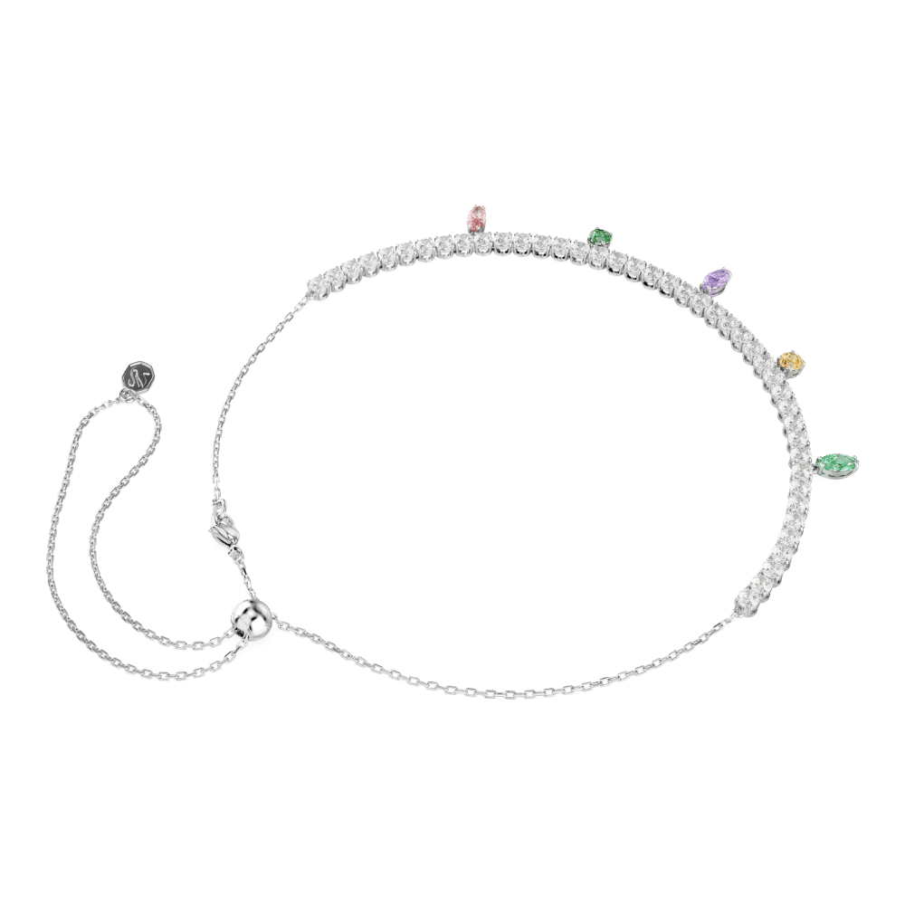 Ariana Grande x Swarovski Tennis necklace, Mixed cuts, Multicolored, Rhodium plated -Swarovski