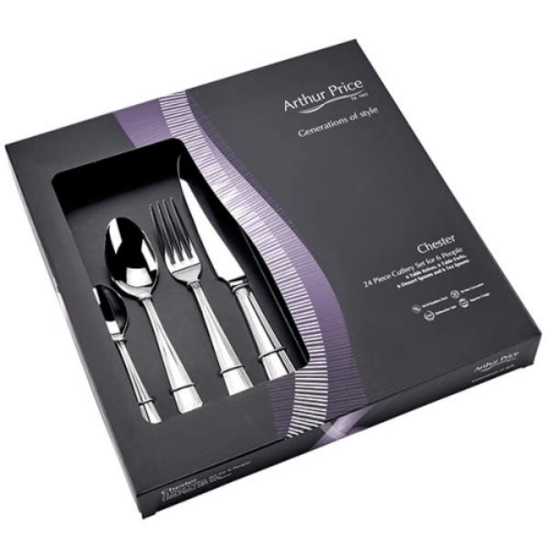 Arthur Price Cutlery Chester 24pc Box Set Stainless Steel -Arthur Price
