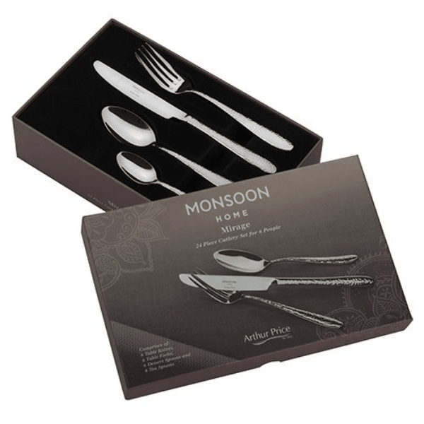 Arthur Price Cutlery Monsoon Mirage 24 Piece Box Set Stainless Steel -Arthur Price