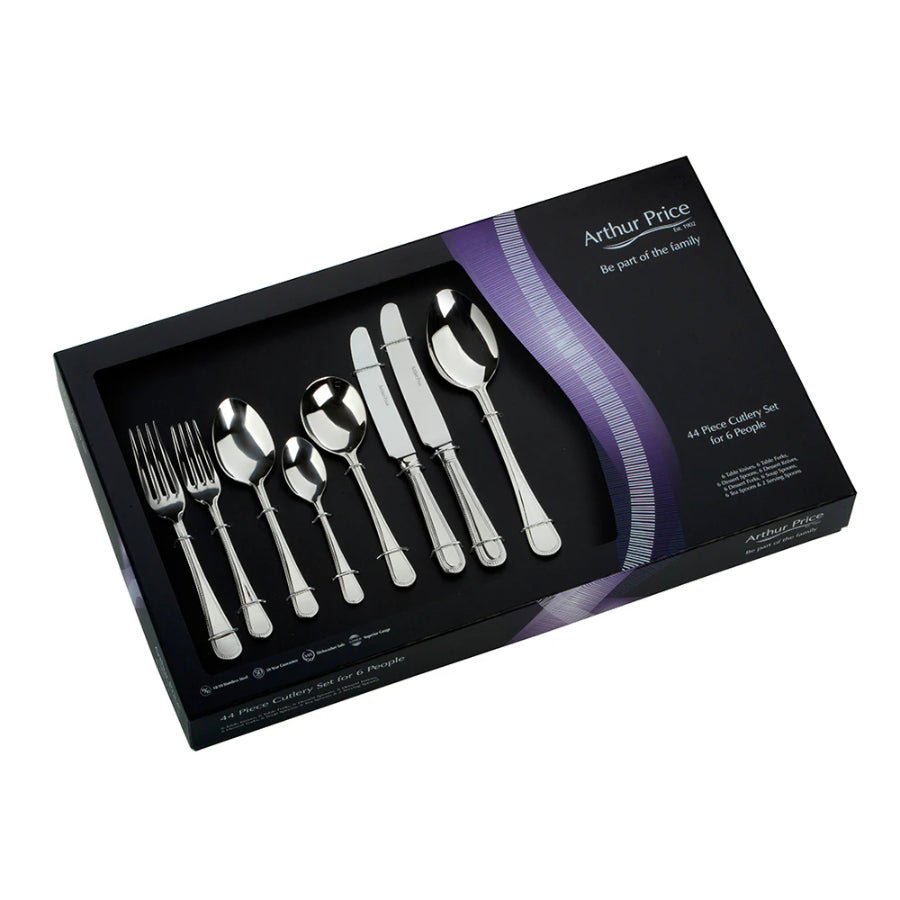Arthur Price Cutlery Set Bead 44 Piece Box Set Stainless Steel -Arthur Price