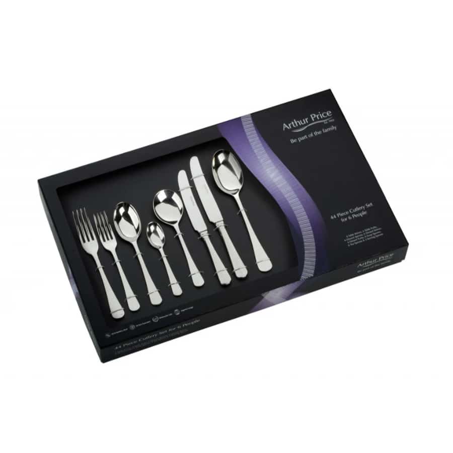 Arthur Price Cutlery Set Rattail 44 Piece Box Stainless Steel -Arthur Price