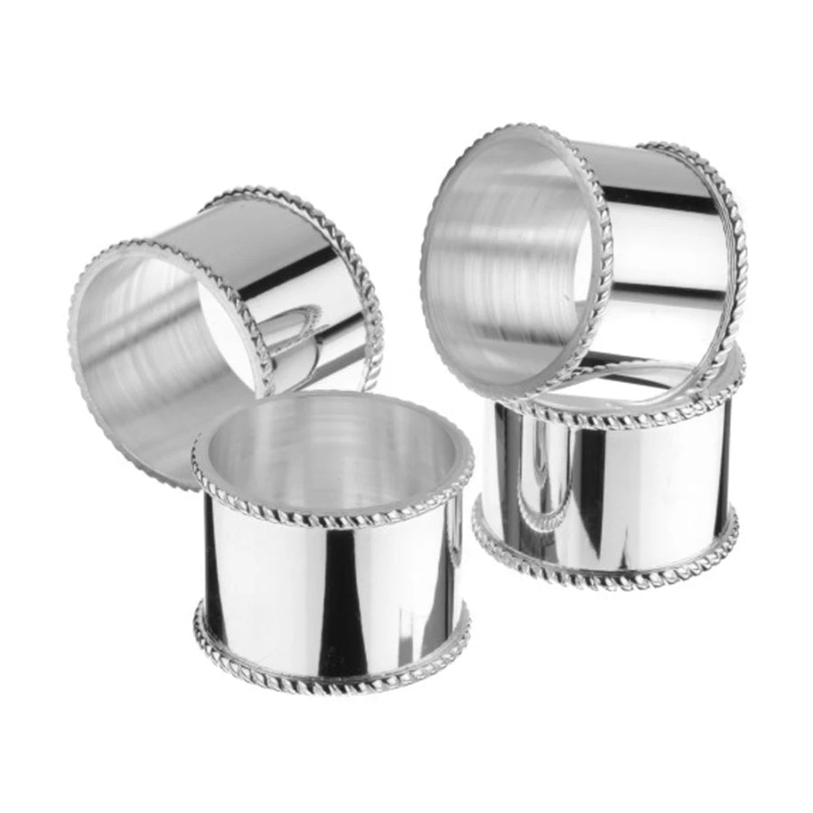 Arthur Price Napkin Ring Bead Border Mounted Set Of 4 -Arthur Price