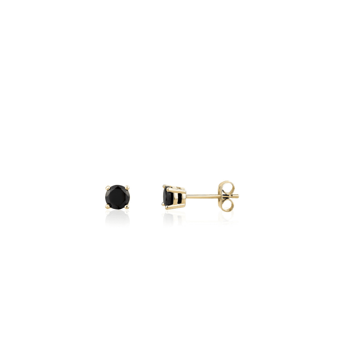 ARZ 5mm Black C.Z Gold Steel Earrings -ARZ Steel