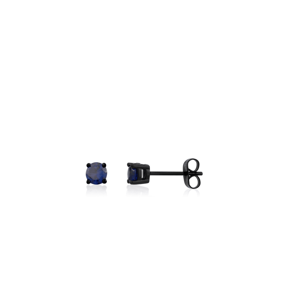 ARZ 5mm Blue C.Z Black Steel Stud Earrings -ARZ Steel