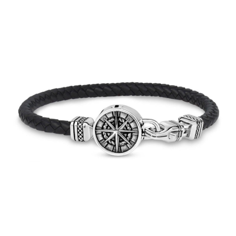 ARZ 5mm Cremation Compass Rubber Bracelet -ARZ Steel
