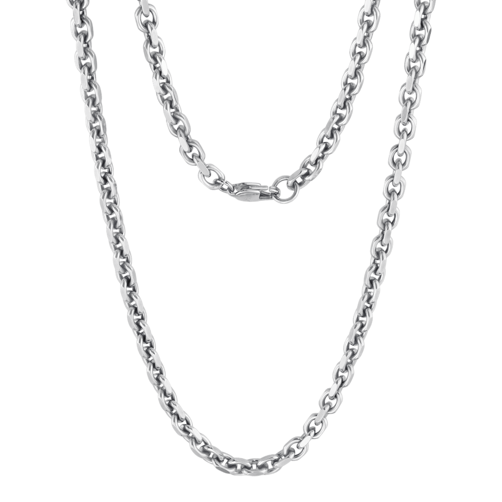 ARZ 5mm Oval Link Cutting Edges Steel Necklace -ARZ Steel