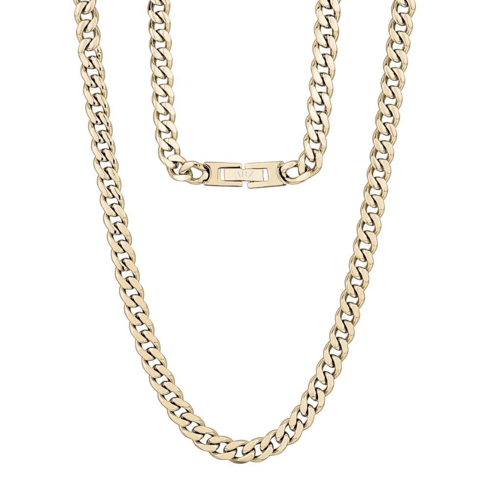 ARZ 6mm Gold Cuban Link Necklace -ARZ Steel
