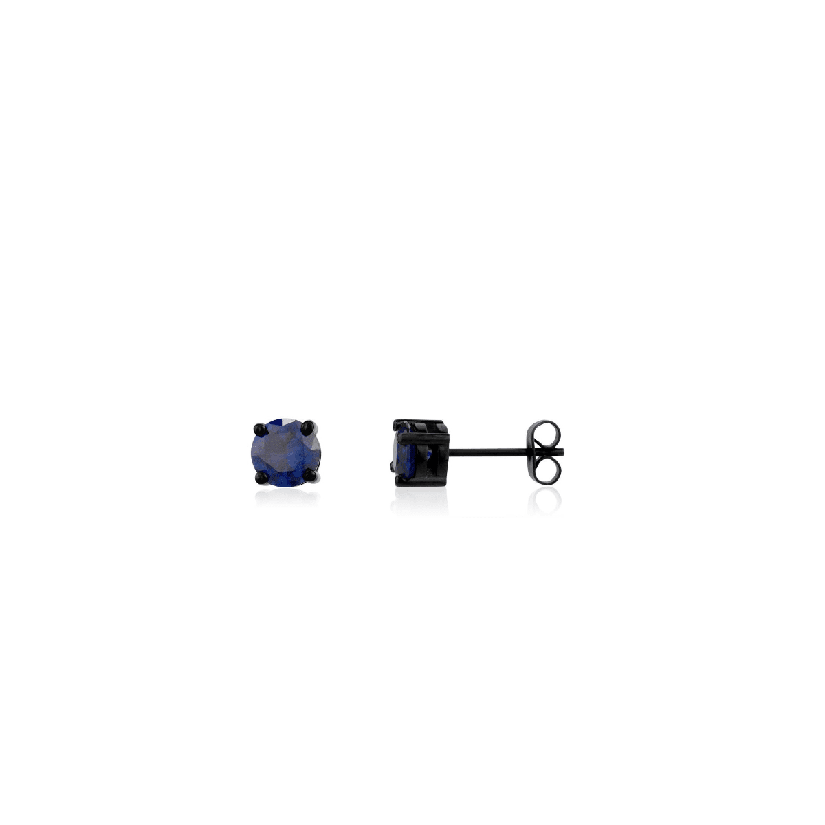 ARZ 7mm Blue C.Z Black Steel Stud Earrings -ARZ Steel