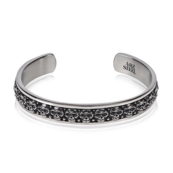 ARZ Bangle Open Cuff Textured Size L -ARZ Steel