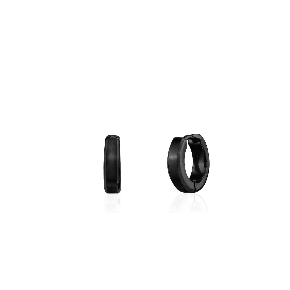 ARZ Black Bevelled Edge Clip Earrings -ARZ Steel