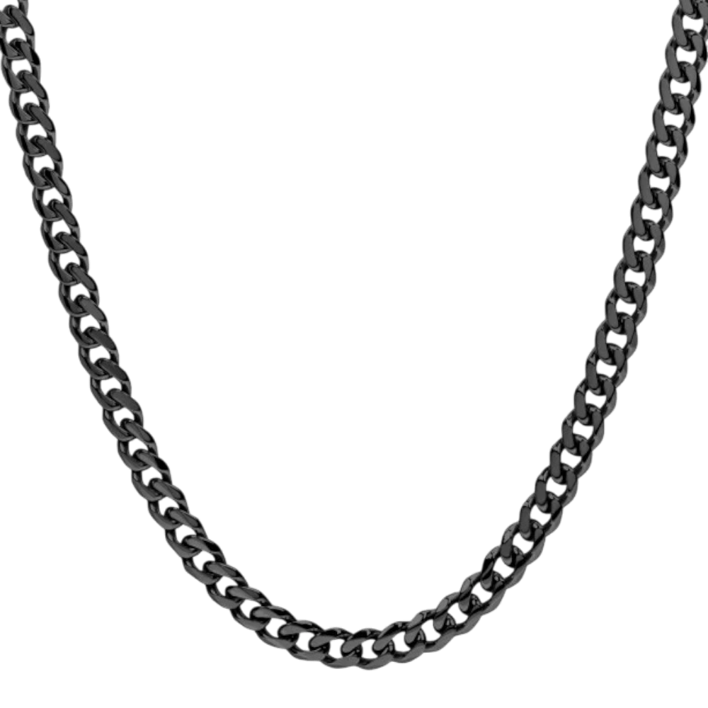 ARZ Black Cuban Link Steel Necklace 20" -ARZ Steel