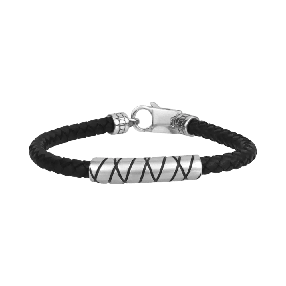 ARZ Black Leather ID Bracelet -Spilhaus