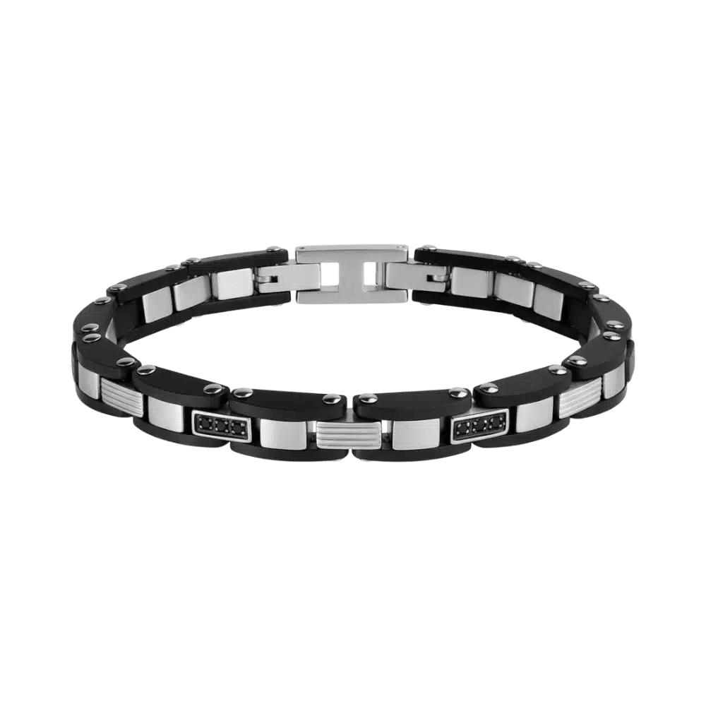 ARZ Black Steel & Stone-Set Bracelet -Spilhaus