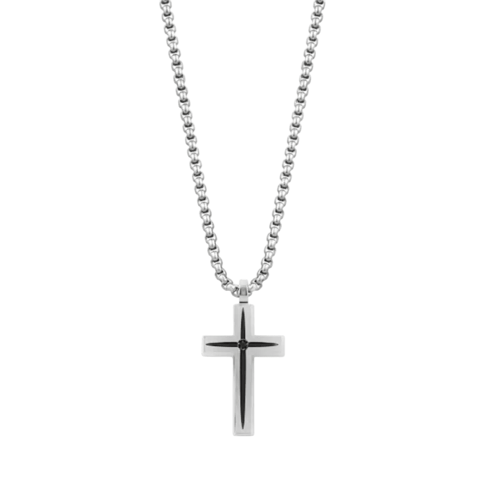 ARZ Black Stone Matte Cross Pendant -Spilhaus