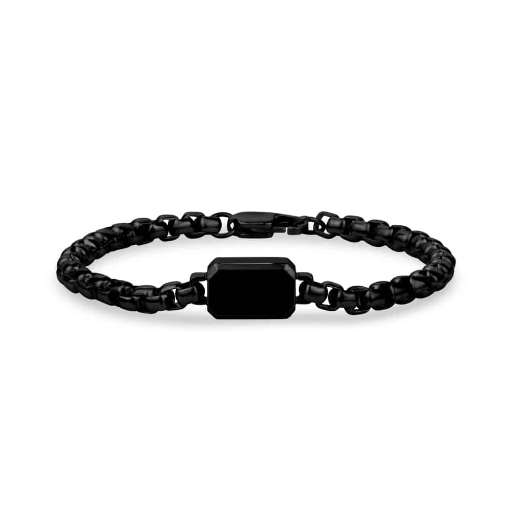 ARZ Bracelet 5mm Black Round Box Link Square ID -ARZ Steel
