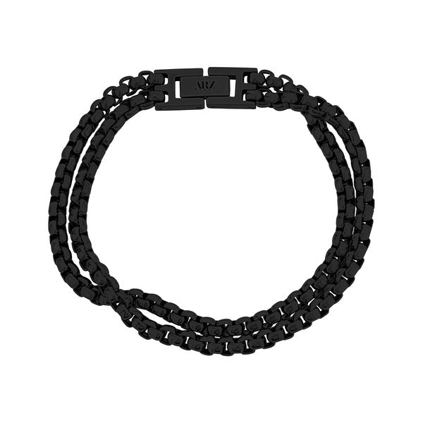 ARZ Bracelet Double Row Black Round Box link -ARZ Steel
