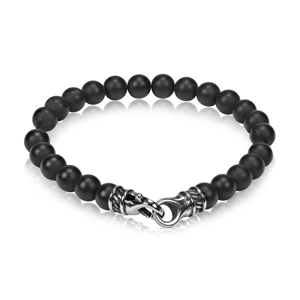 ARZ Bracelet Onyx Bead Matte 7mm Black -ARZ Steel