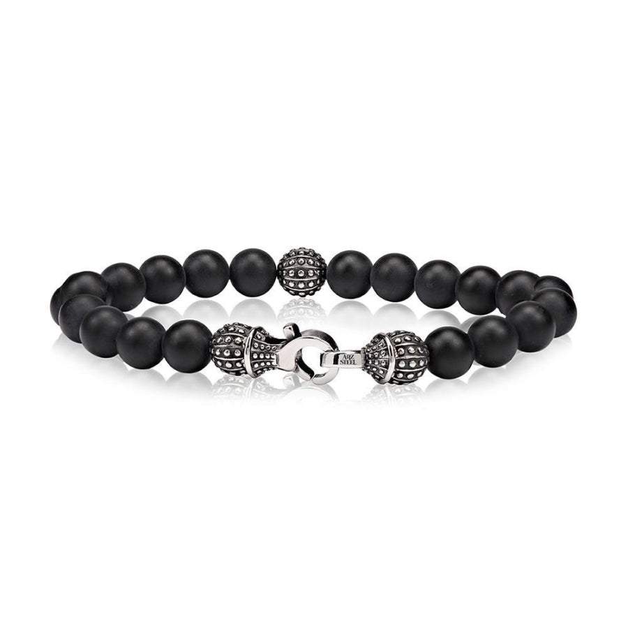 ARZ Bracelet Onyx Bead Steel Matte Black -ARZ Steel