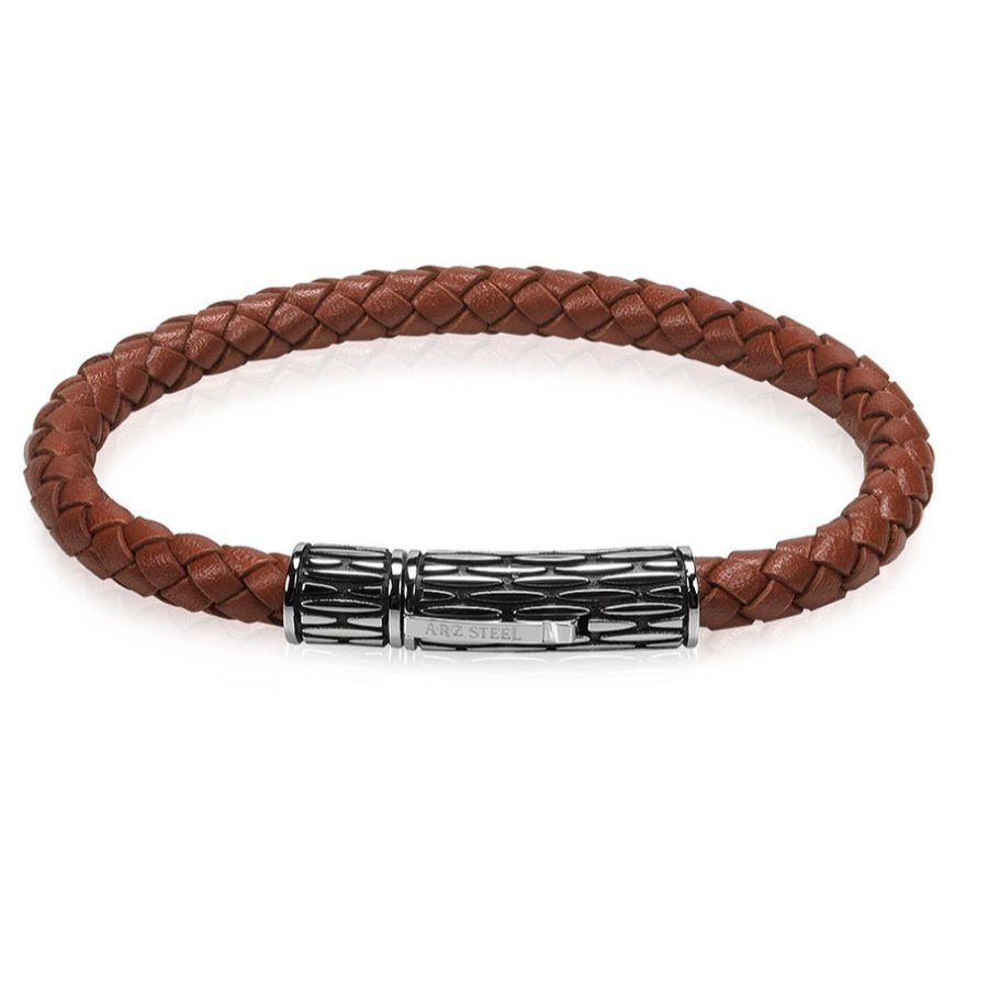 ARZ Bracelet Woven With Detailed Clasp Brown -ARZ Steel