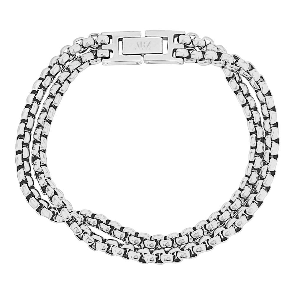 ARZ Double Row Round Box Link Bracelet -ARZ Steel
