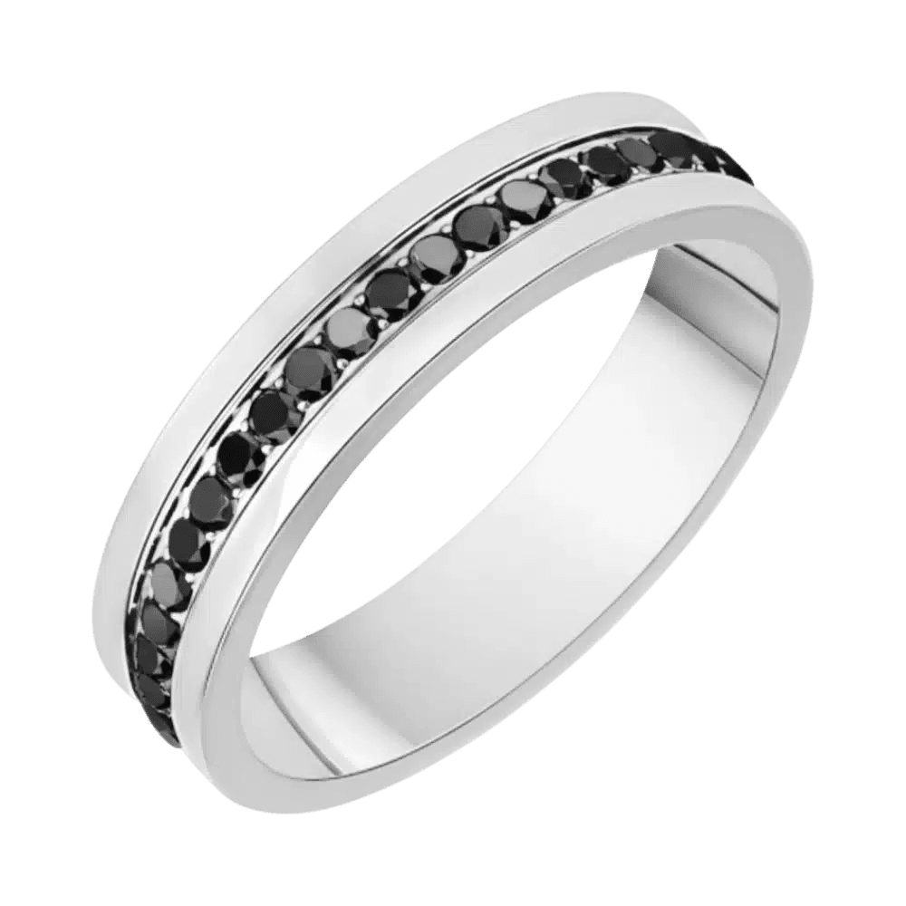 ARZ Full Eternity Black Stone Steel Ring -Spilhaus