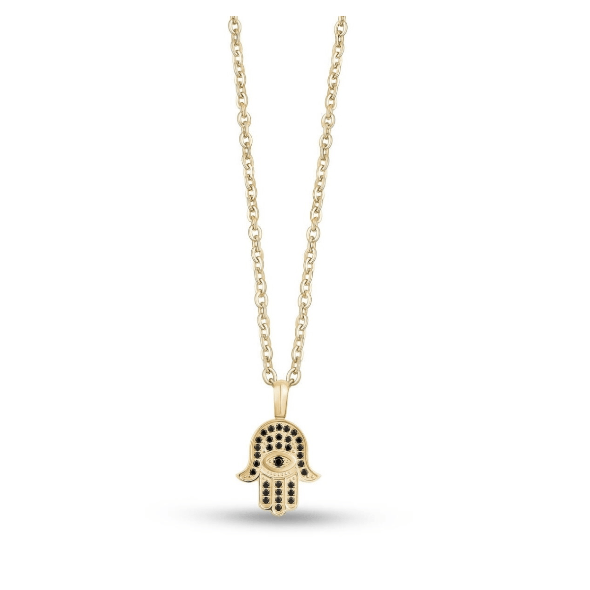 ARZ Gold Black C.Z Hamsa Pendant -ARZ Steel