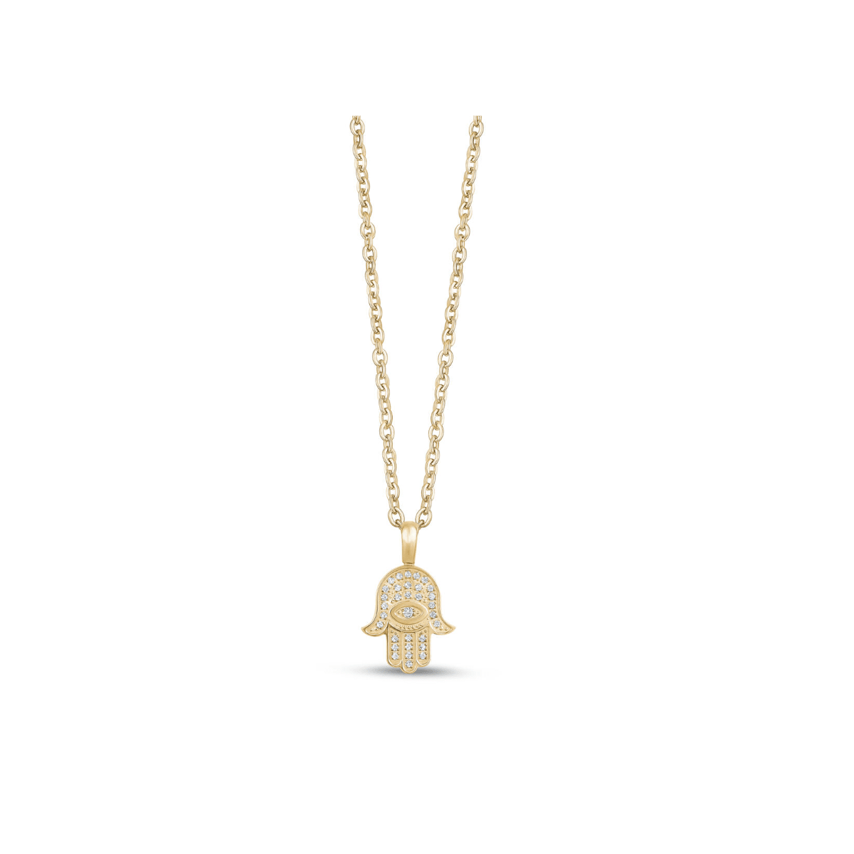 ARZ Gold White C.Z Hamsa Pendant -ARZ Steel