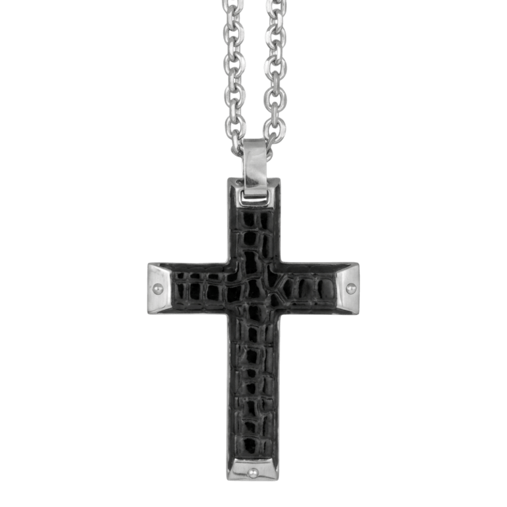 ARZ Pendant Cross Snake Skin Bolts Black -ARZ Steel