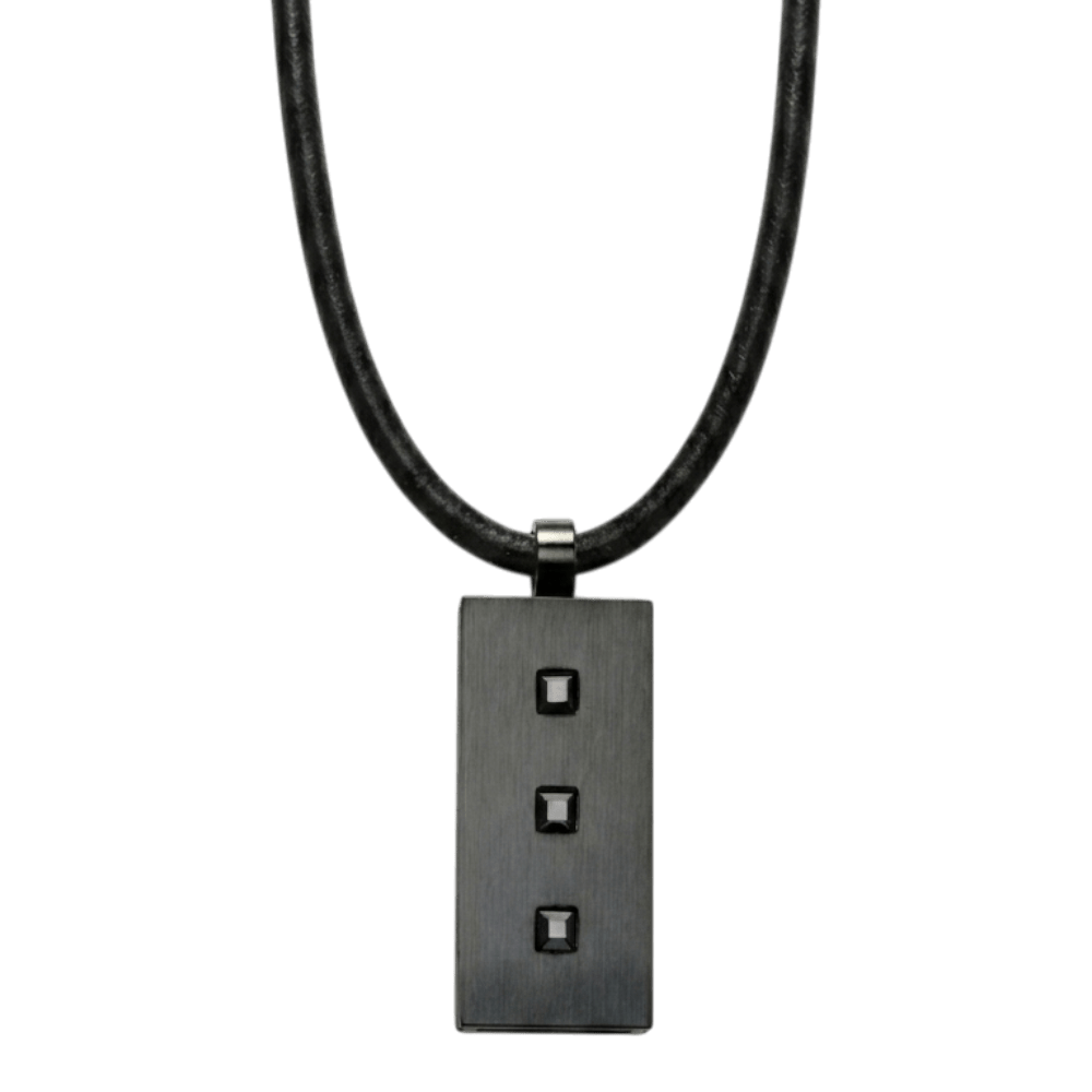 ARZ Pendant Dog Tag Rectangle Black -ARZ Steel
