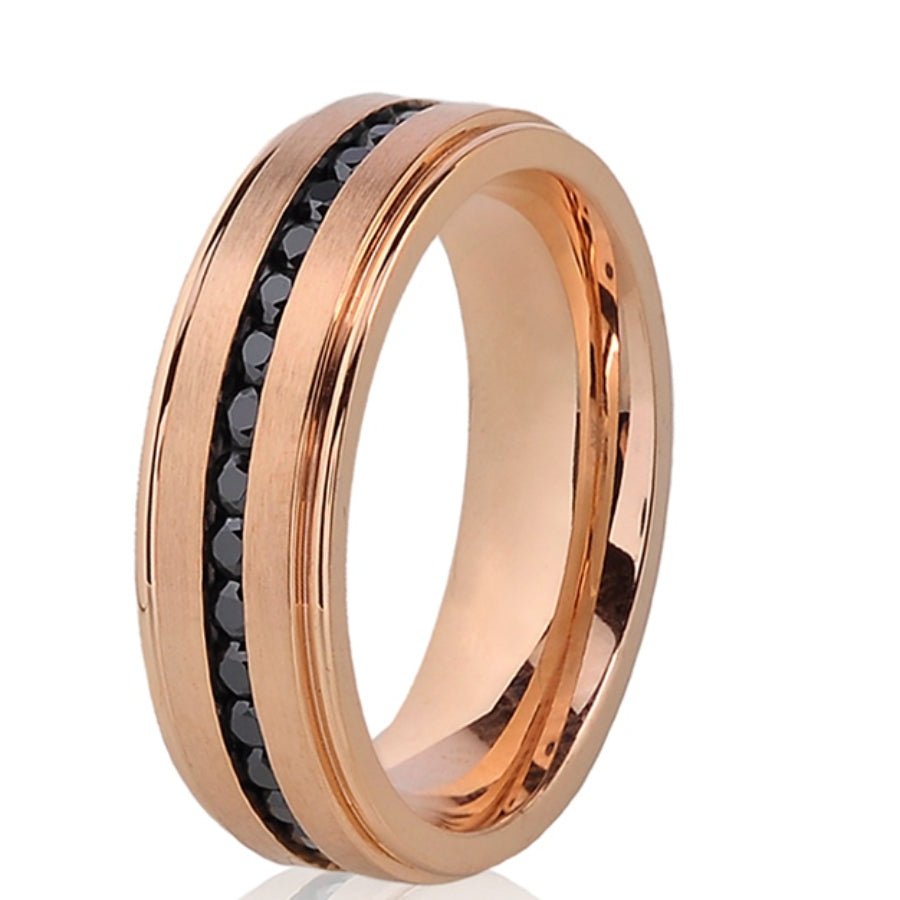 ARZ Ring Black Zirconia Rose Gold -ARZ Steel