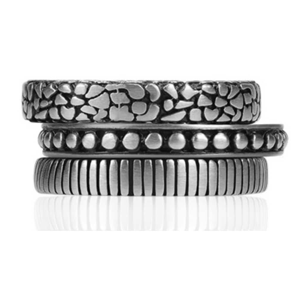 ARZ Ring Stackable Triple Design Matt -ARZ Steel