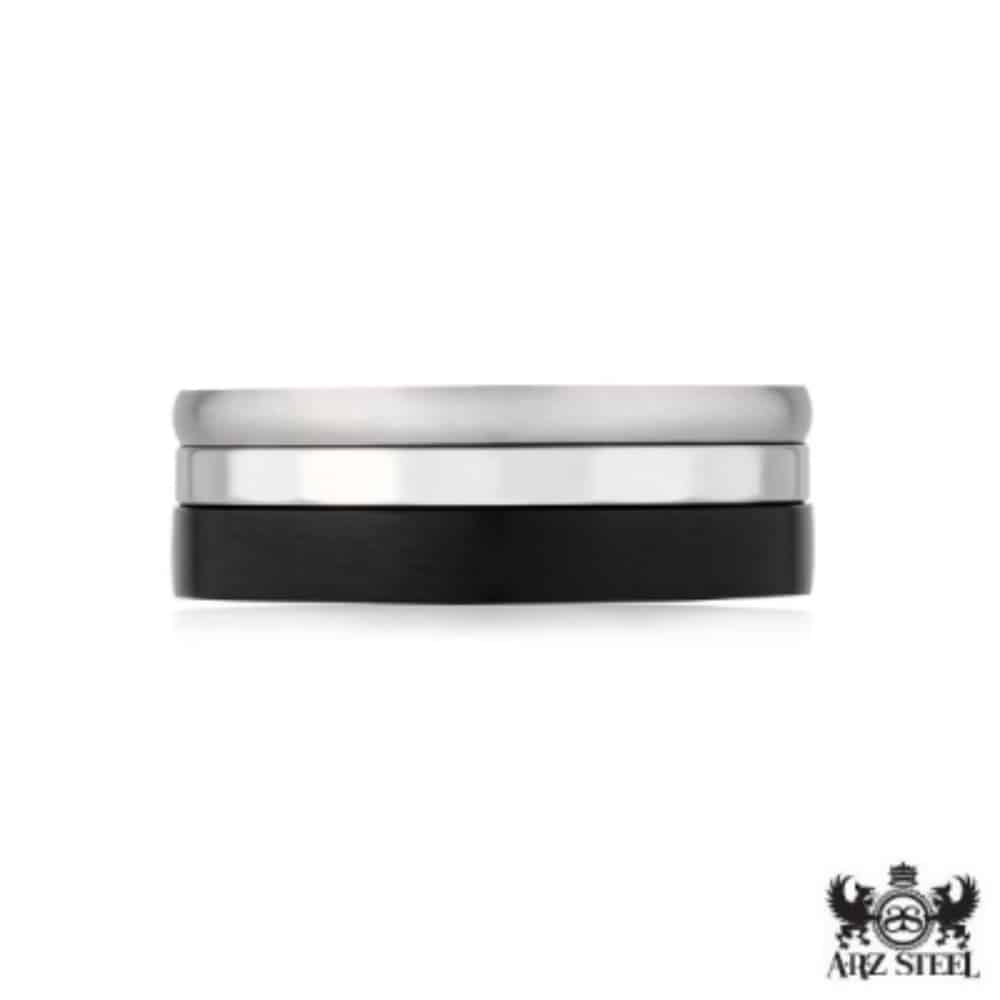 ARZ Ring Two Tone Black -ARZ Steel