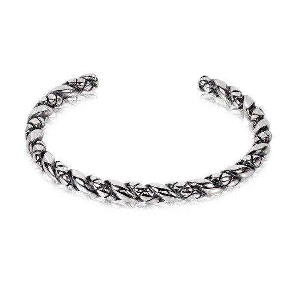 ARZ Steel Bangle Open Cuff Twisted -ARZ Steel