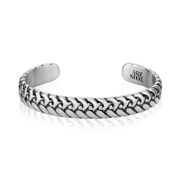 ARZ Steel Bangle Woven Detail -ARZ Steel