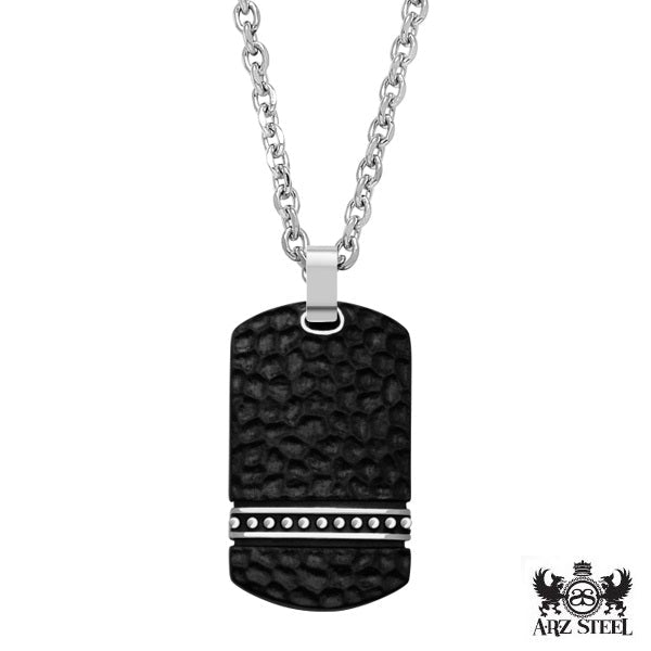 Arz Steel Dog Tag Snake Skin Textured With Steel Strip -ARZ Steel