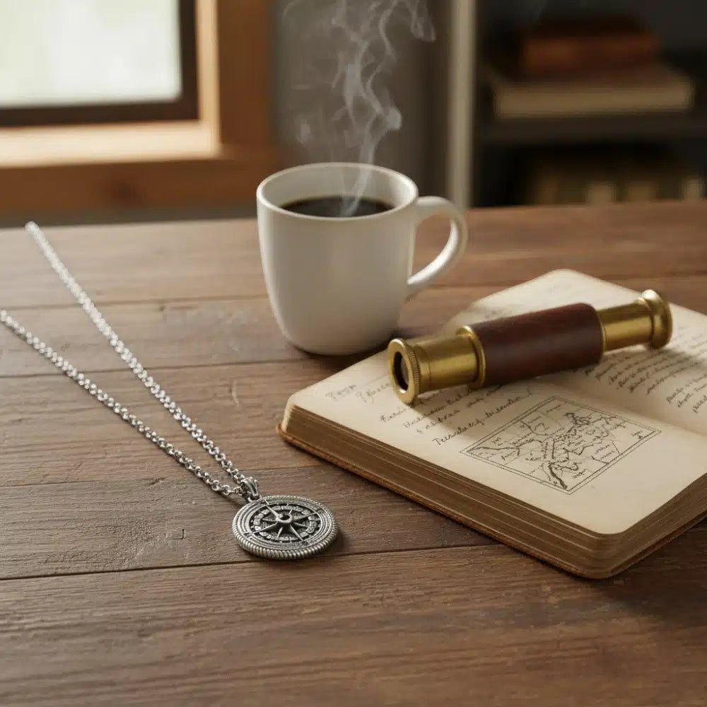 ARZ Stone-Set Compass Pendant -Spilhaus