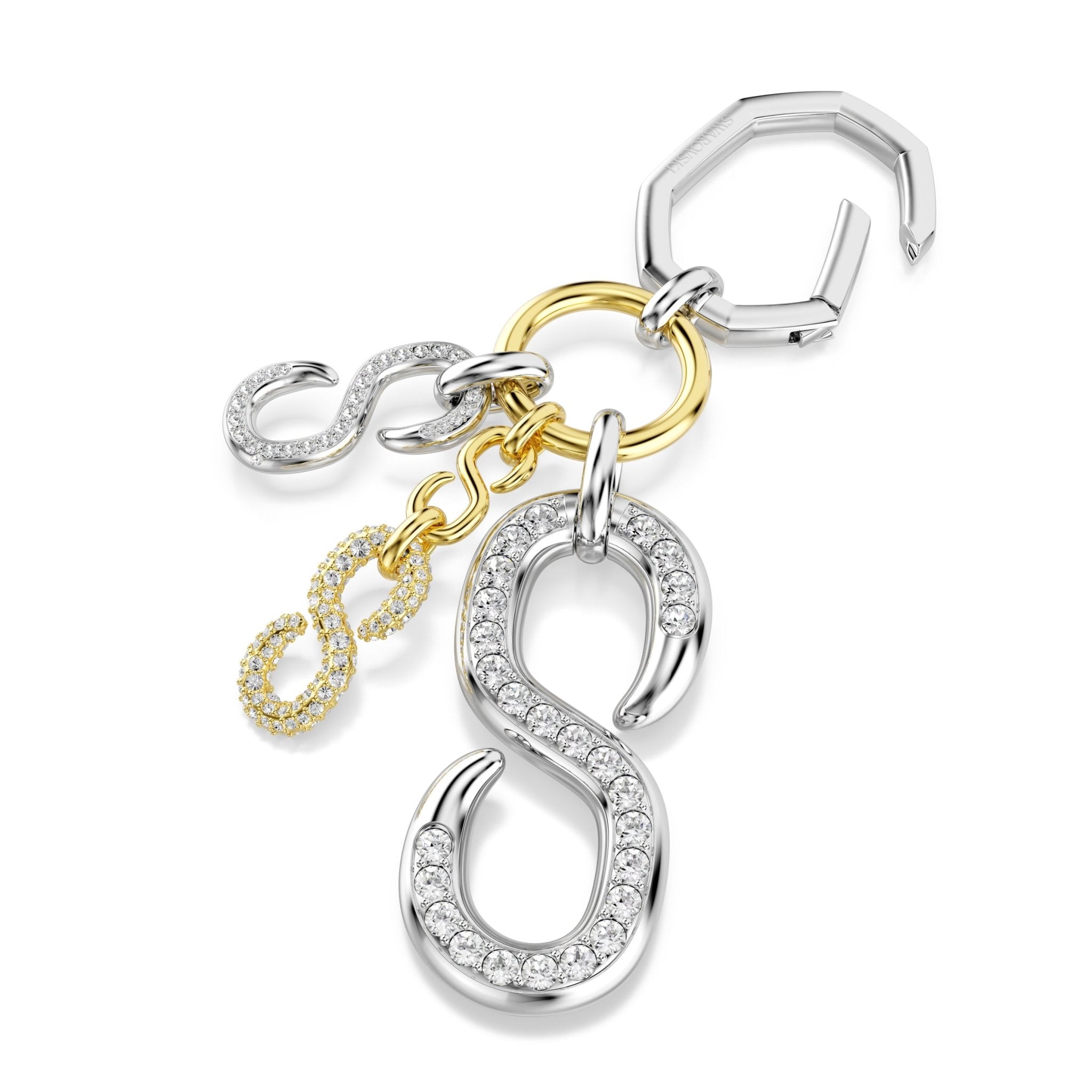 Bag charm, Round cut, White, Mixed metal finish -Swarovski