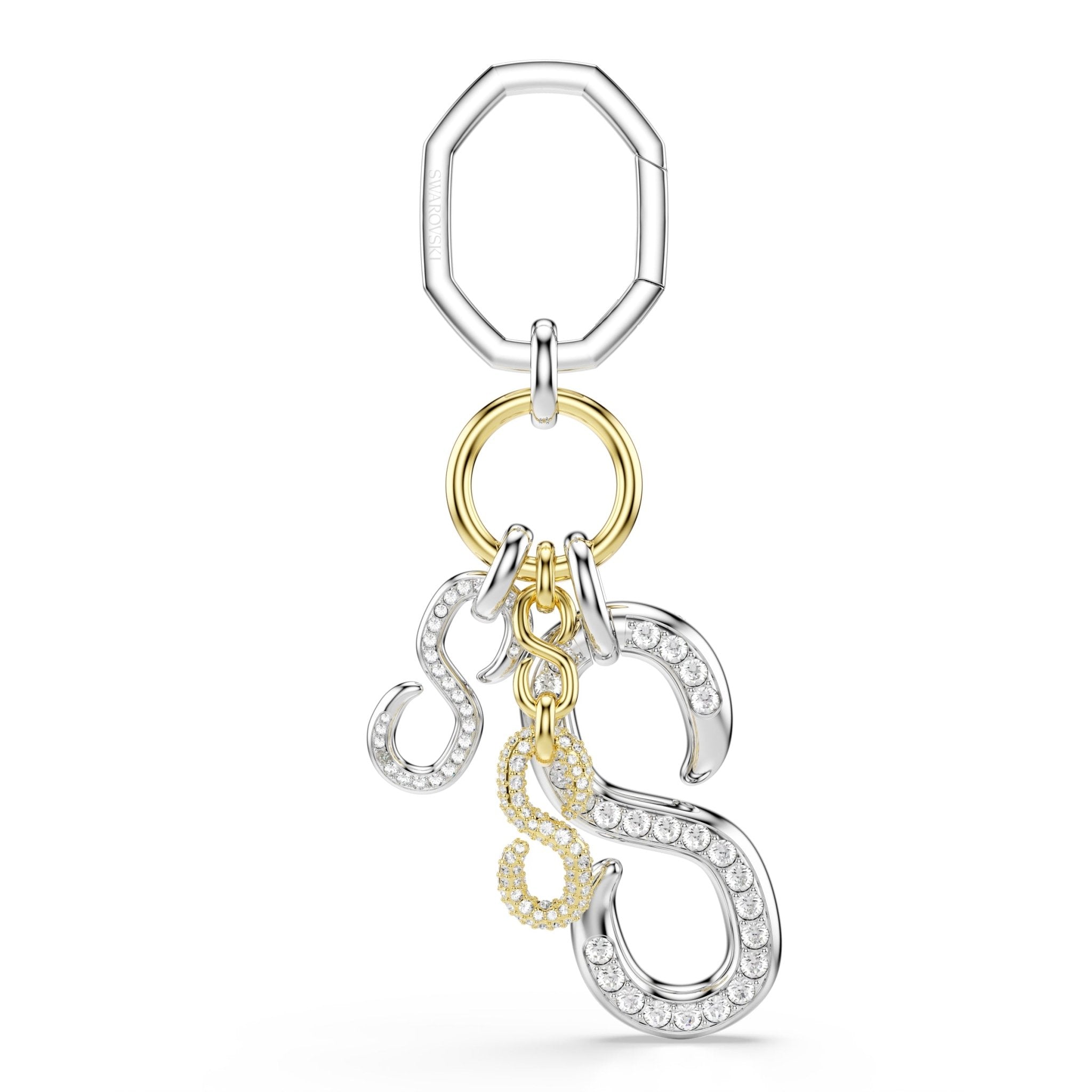 Bag charm, Round cut, White, Mixed metal finish -Swarovski