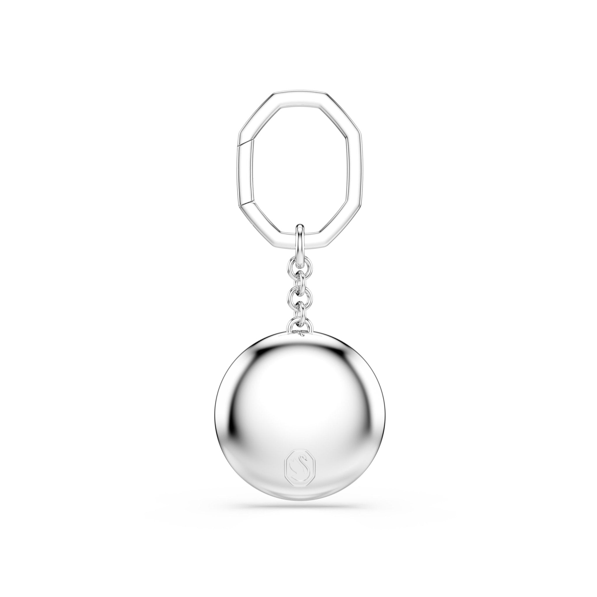 Bag charm, Round cut, White, Rhodium plated -Swarovski
