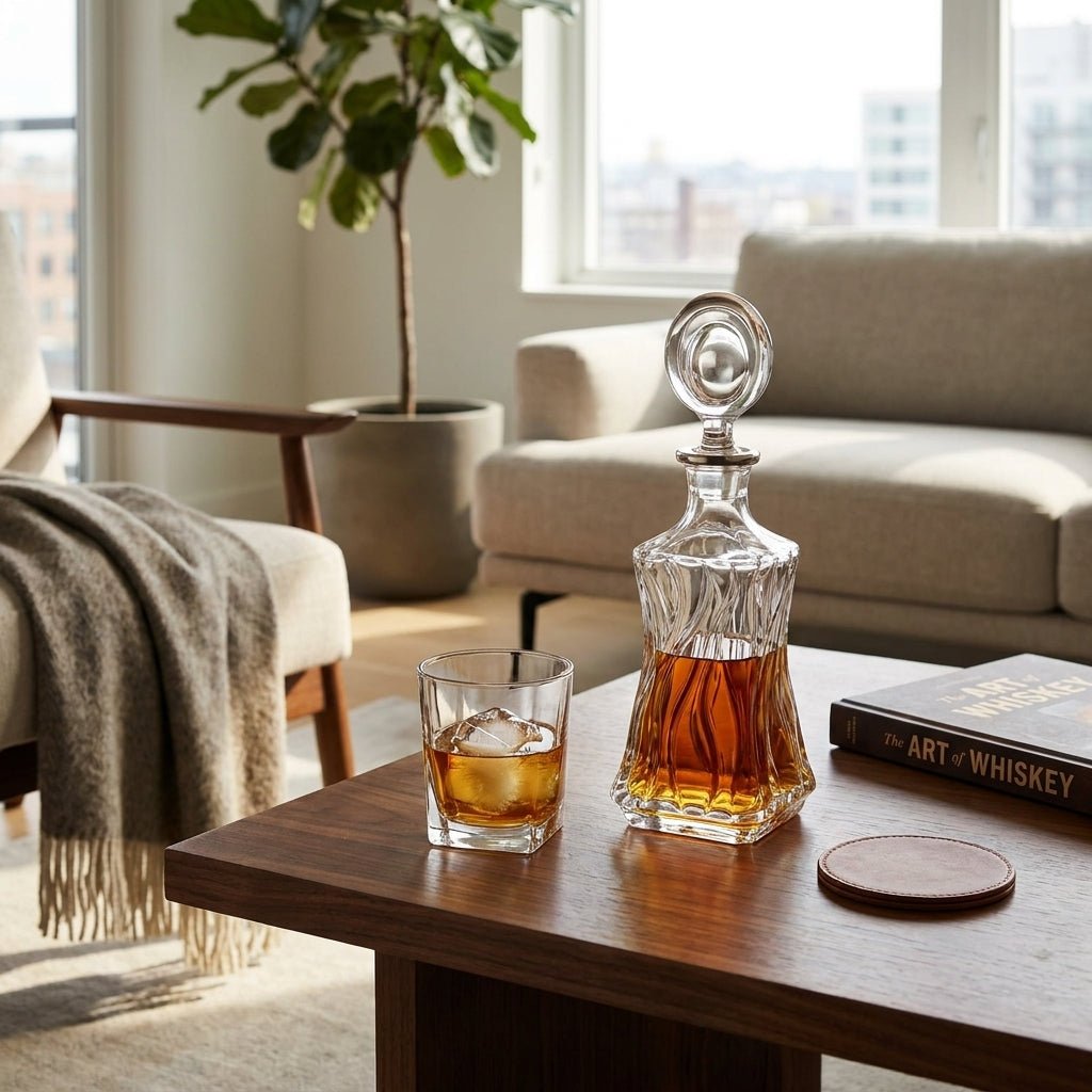 Bohemia Crystal Decanter Bamboo With Platinum Non Lead -Bohemia Crystal